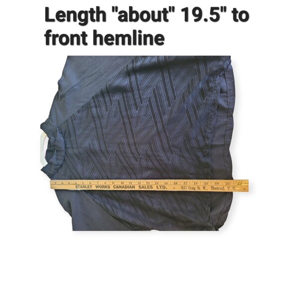 Eve Gravel black textured high-neck black jacquard hi-low batwing blouse size M - Picture 10 of 11